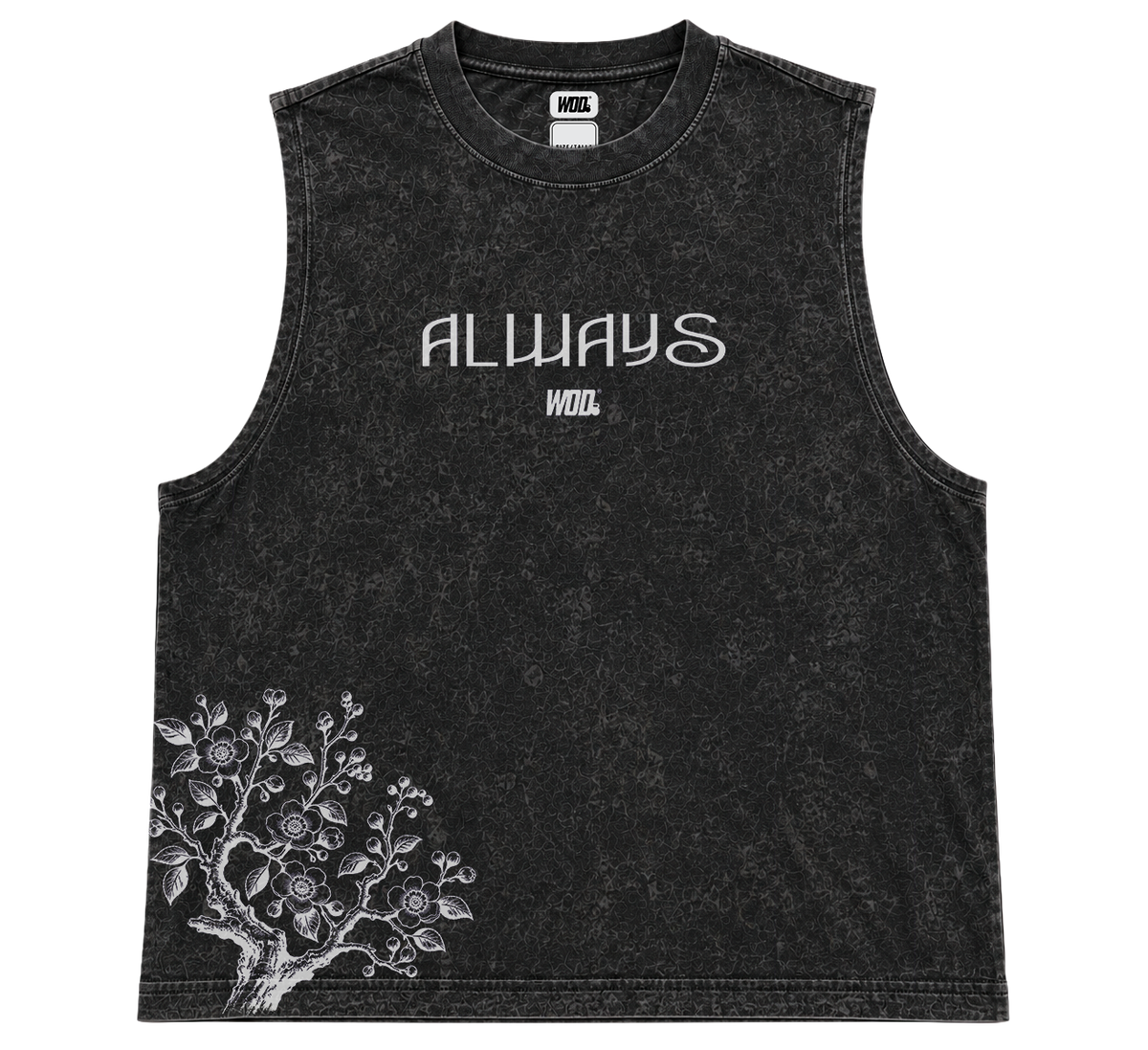 Playera Crop Tank Always Reborn Mineral Wash Negra