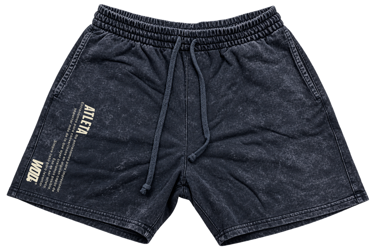 Short Atleta Mineral Wash Negro Algodón 320 g