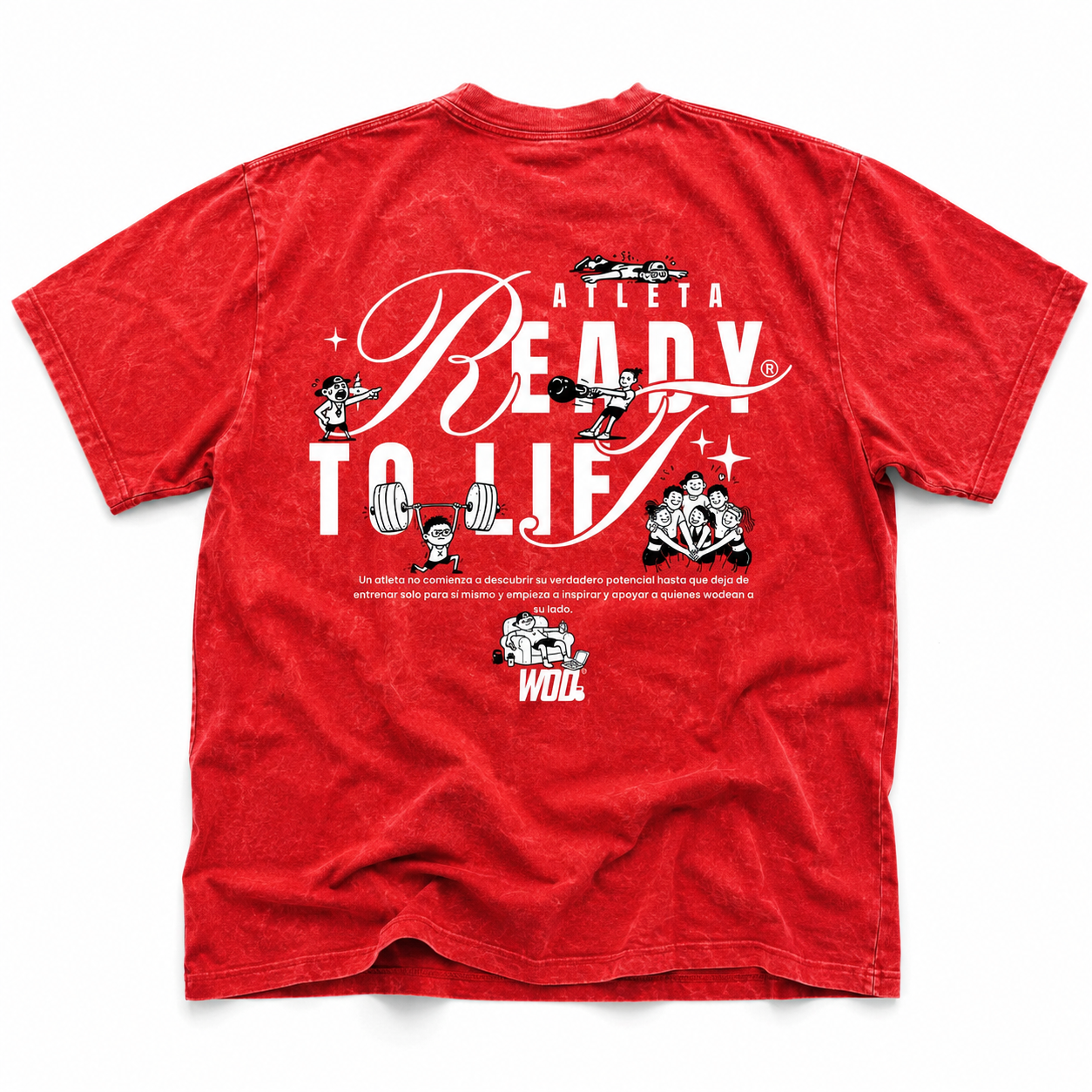 ALWAYS GANG PLAYERA MINERAL WASH ROJA OVERSIZE
