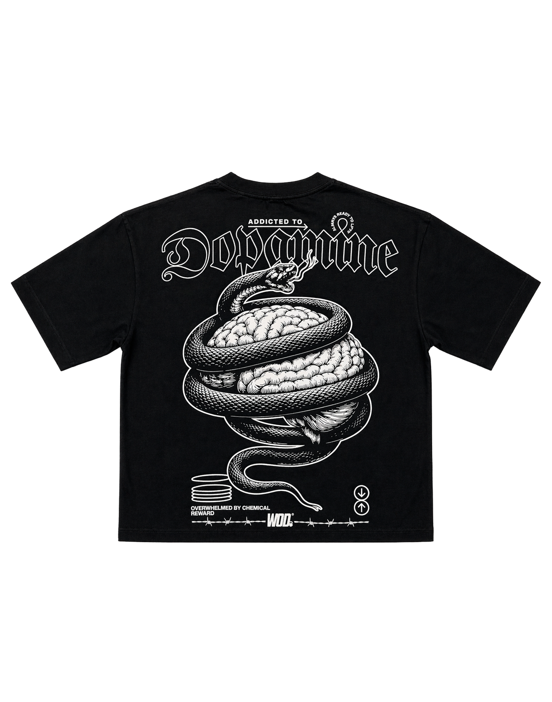DOPAMINE PLAYERA WOD BLACK OVER BOXY