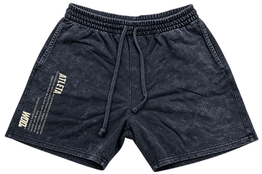 Short Atleta Mineral Wash Negro Algodón 320 g