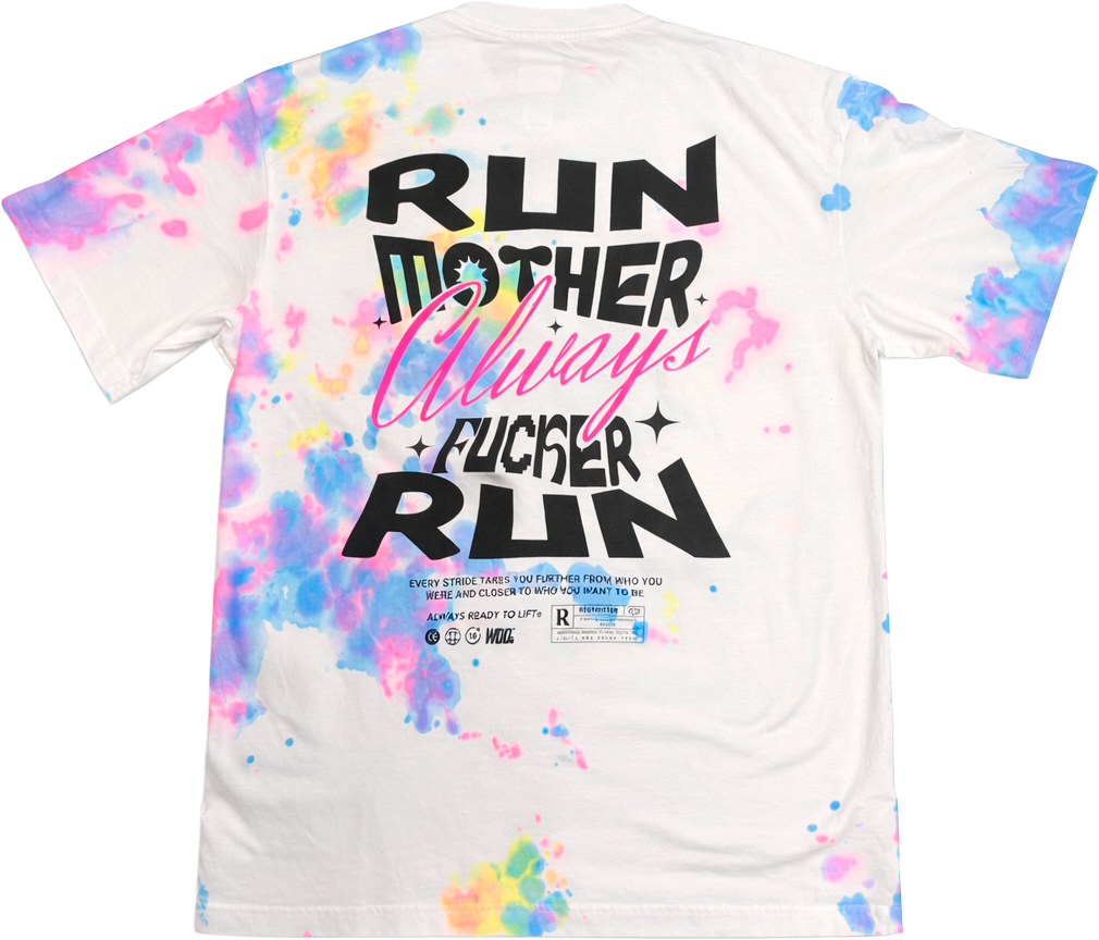 Playera Oversize RUN Mother Always Fucker RUN – Neon Tie Dye
