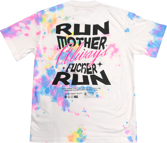 Playera Oversize RUN Mother Always Fucker RUN – Neon Tie Dye